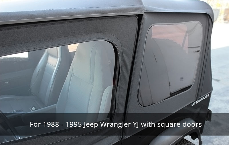 Sierra Offroad Jeep Wrangler YJ Soft Top 88-95 in Black Denim, Tinted  Windows, Upper Doors