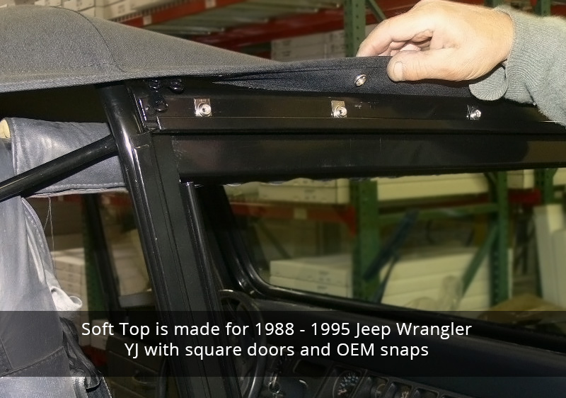 Sierra Offroad Jeep Wrangler YJ Soft Top 88-95 in Black Sailcloth Tinted  Windows